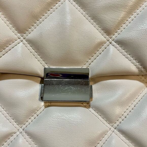 H&M Quilted Shoulder Flap Bag White Silver - Picture 4 of 16